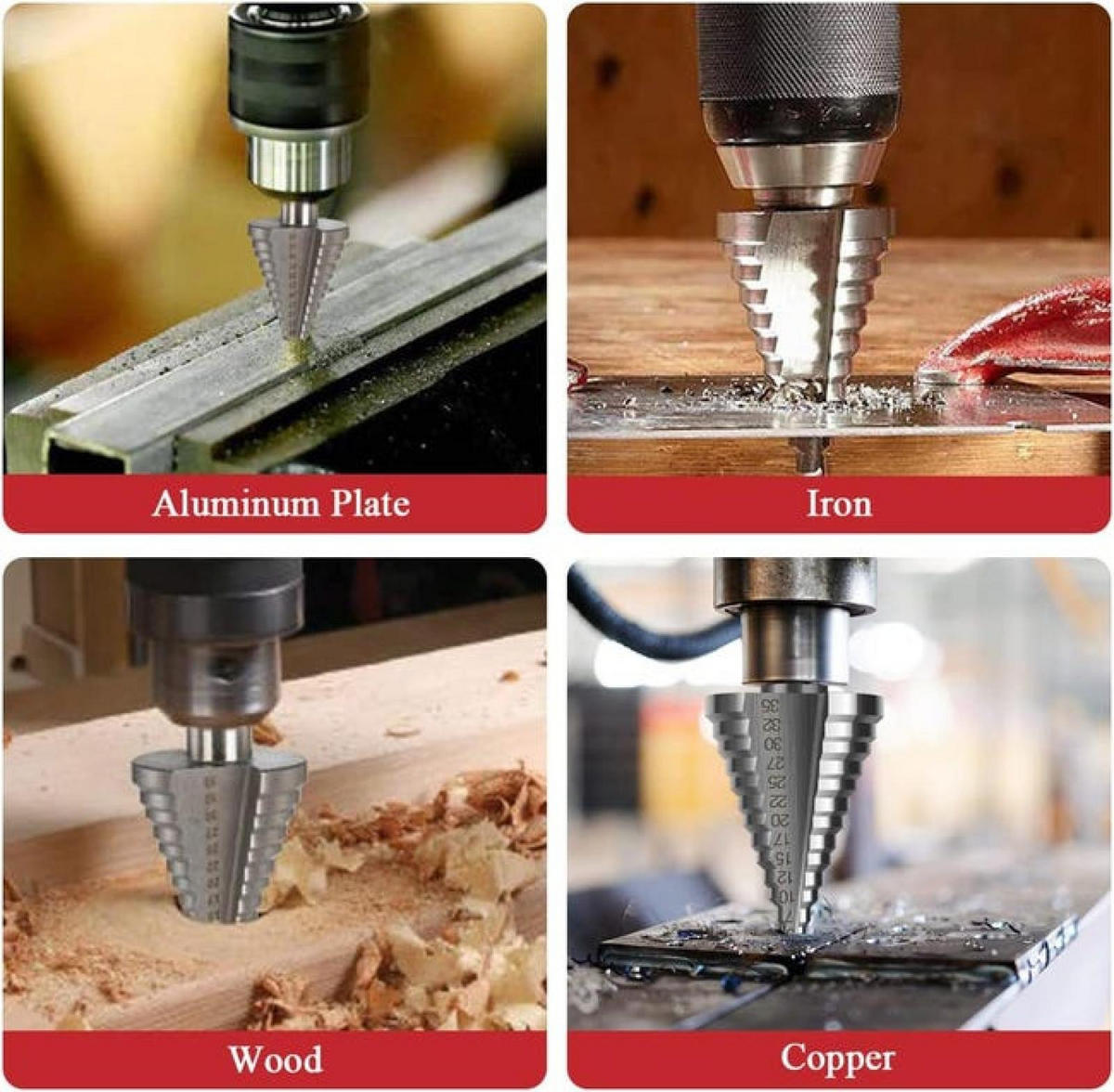 BOHRER - (5 mm - 35 mm), titanbeschichtet, massiv. - Silberfarben, Metall (3.5/3.5/7.3cm) - DCA