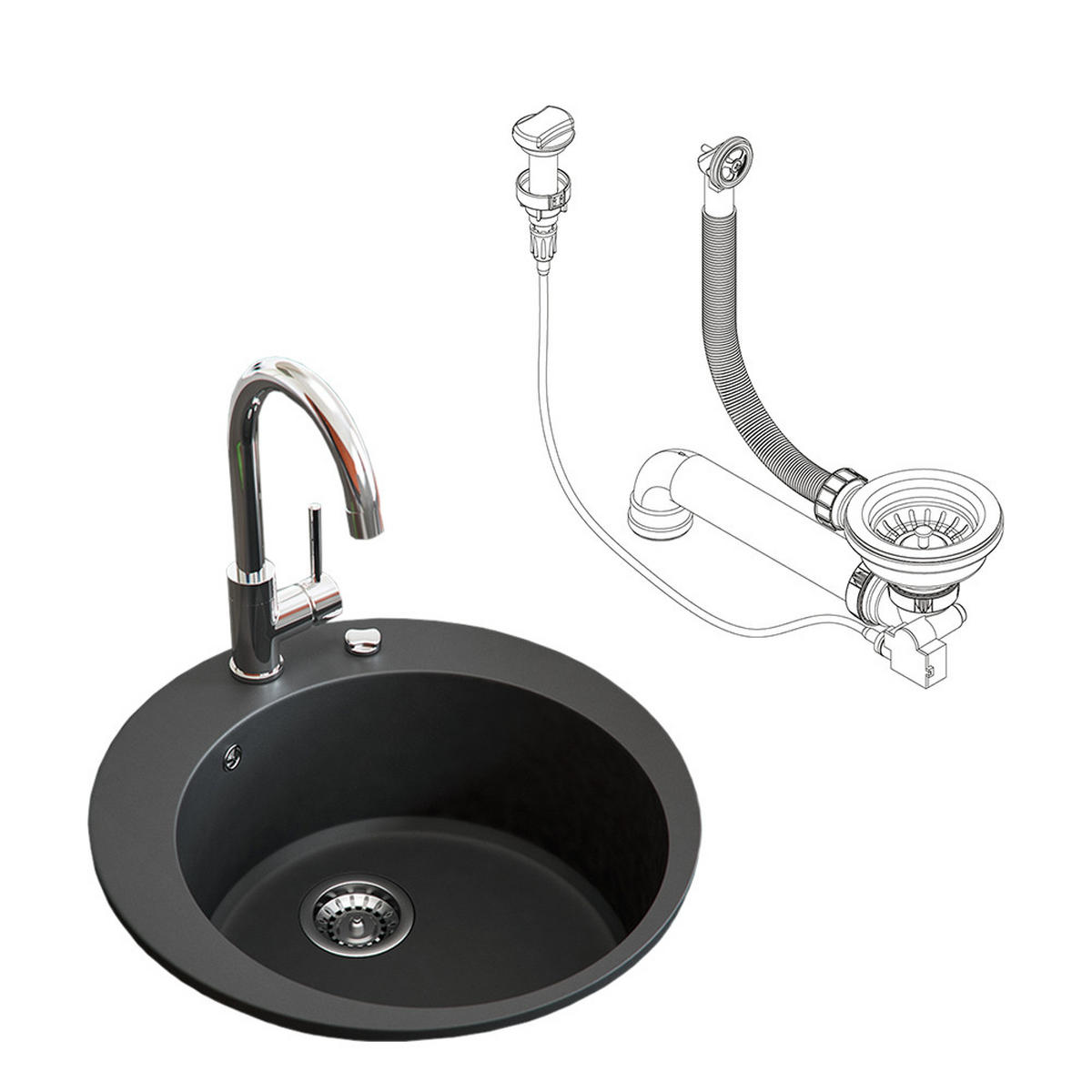 UMYVADLO Černá - černá, keramika (50.5/19/50.5cm) - Bergstroem