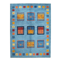 GABBEH-TEPPICH handgeknüpft Rizbaf Blau 204/150 cm Schurwolle - Blau, Textil (150/204cm) - Looma