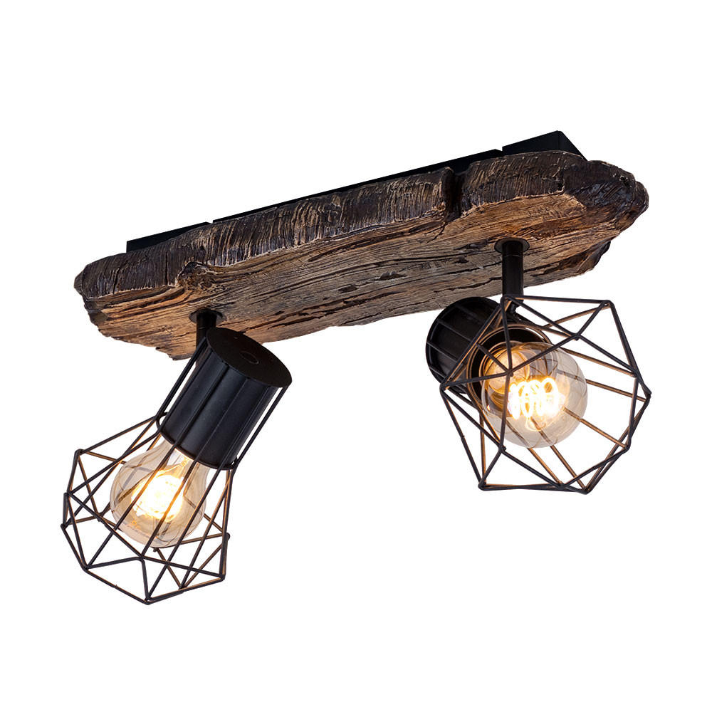 DECKENLEUCHTE Metall Schwarz Holzoptik - Schwarz, Metall (38.5/12/23cm) - Globo Lighting