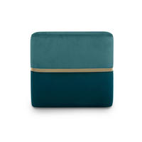 POUF Kate aus entenblauem Samt und goldenem Metall - Blau, Holzwerkstoff/Textil (50/45/50cm) - Sicaan
