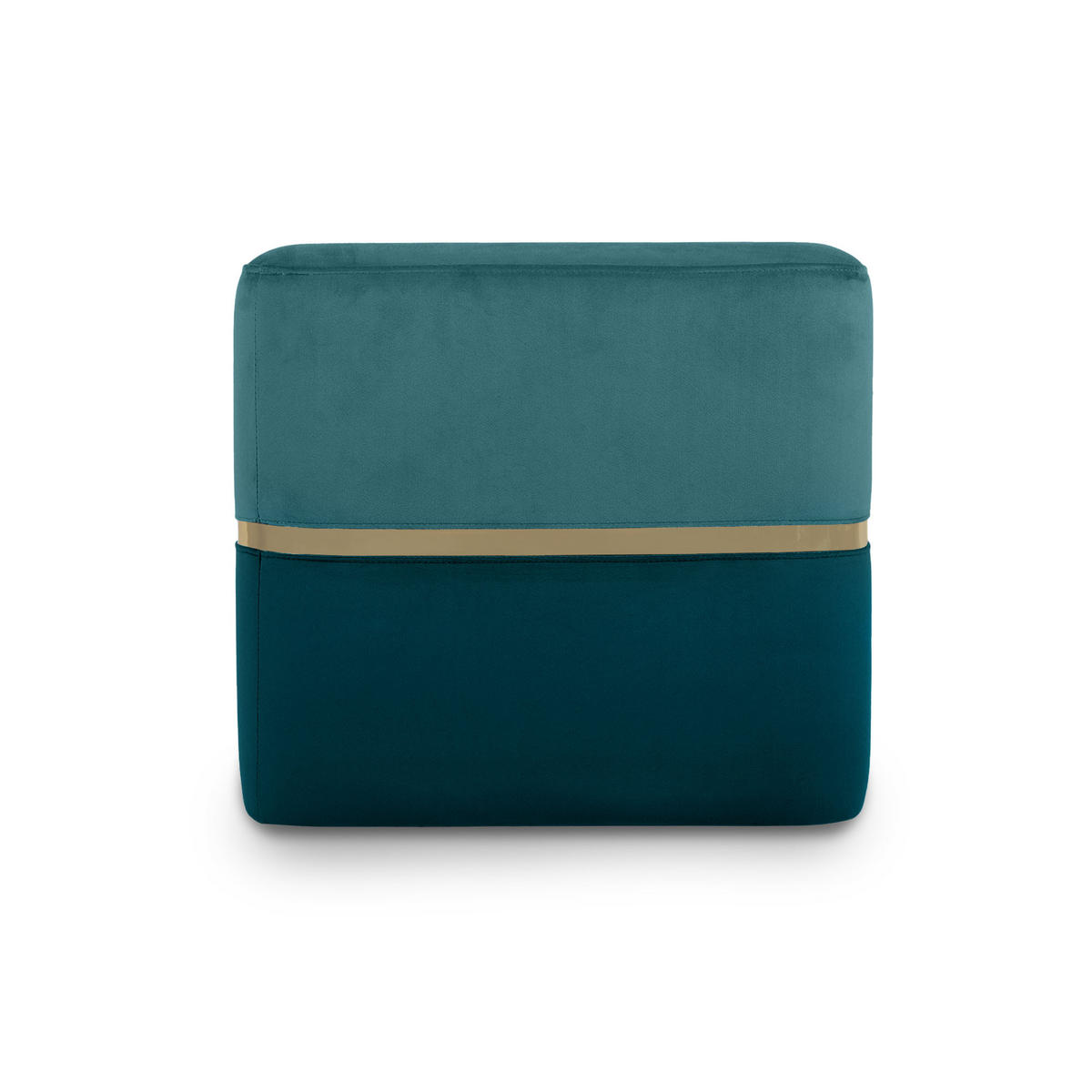 POUF Kate aus entenblauem Samt und goldenem Metall - Blau, Holzwerkstoff/Textil (50/45/50cm) - Sicaan