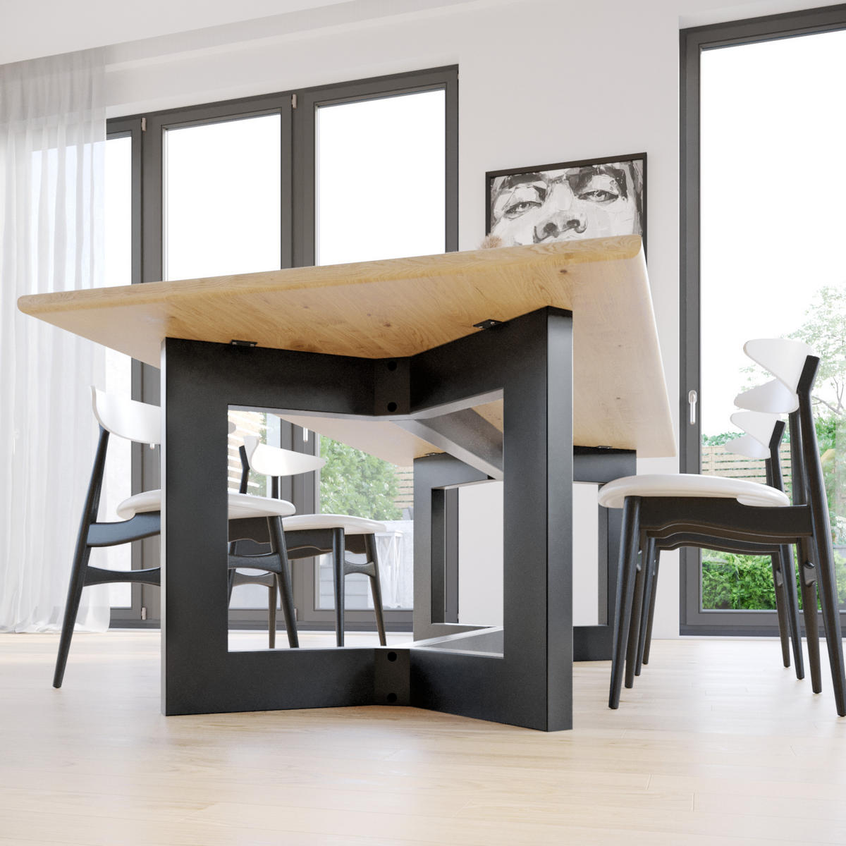 TISCHBEIN Barax Space Extreme Schwarz Metall 150/80/72 cm - Schwarz, Metall (80/72/150cm) - Metalo Pro