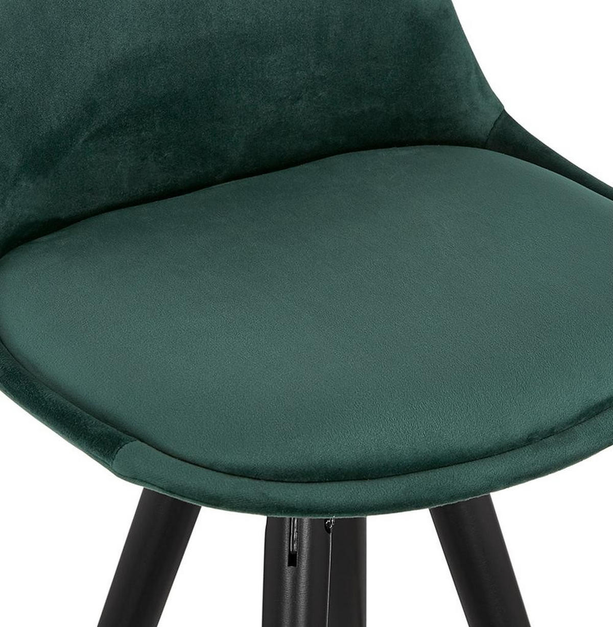 BARHOCKER Samt Holzbeine Sitzhöhe 75cm Eleganter Stil LURALI, Grün 41x41x97 cm - Schwarz/Grün, Buchenholz/Textil (41/97/41cm) - KADIMA DESIGN