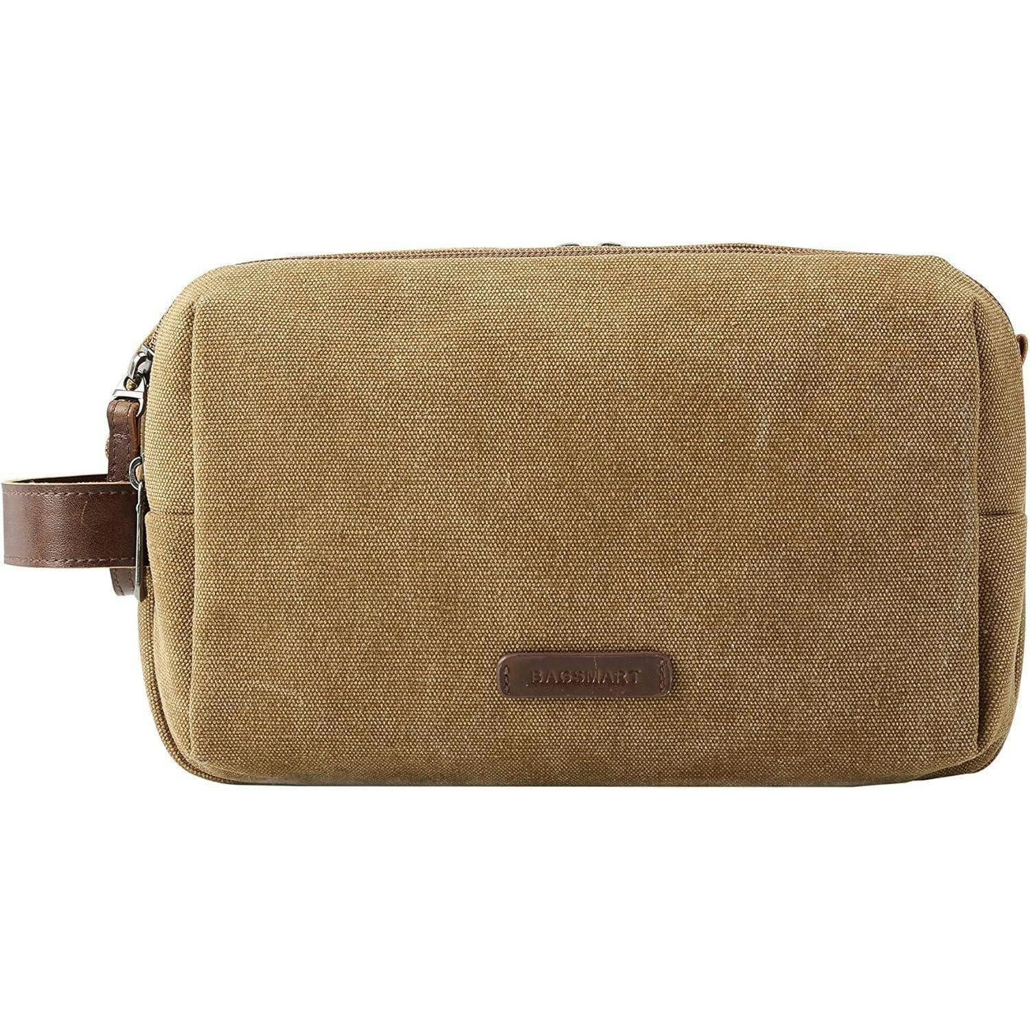 KULTURTASCHE mit Doppelreißverschluss Khaki 25 x 14 x 15 cm - Olivgrün, Textil (13/16/26cm)