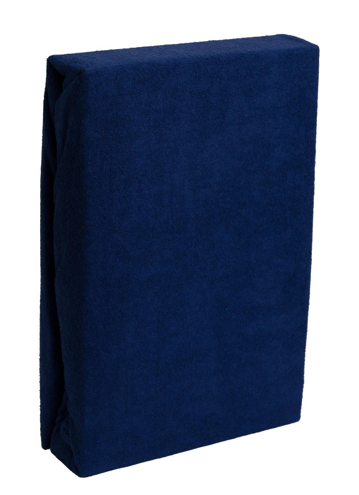 FROTTEE-SPANNBETTLAKEN 90x200 cm Navy Blau, Warmes Winter Bettlaken - Blau, Textil (90/200cm) - Carpe Sonno