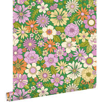 TAPETE Retro Blumen 50 x 900 cm - Grün, Papier (50/900cm) - ESTAhome
