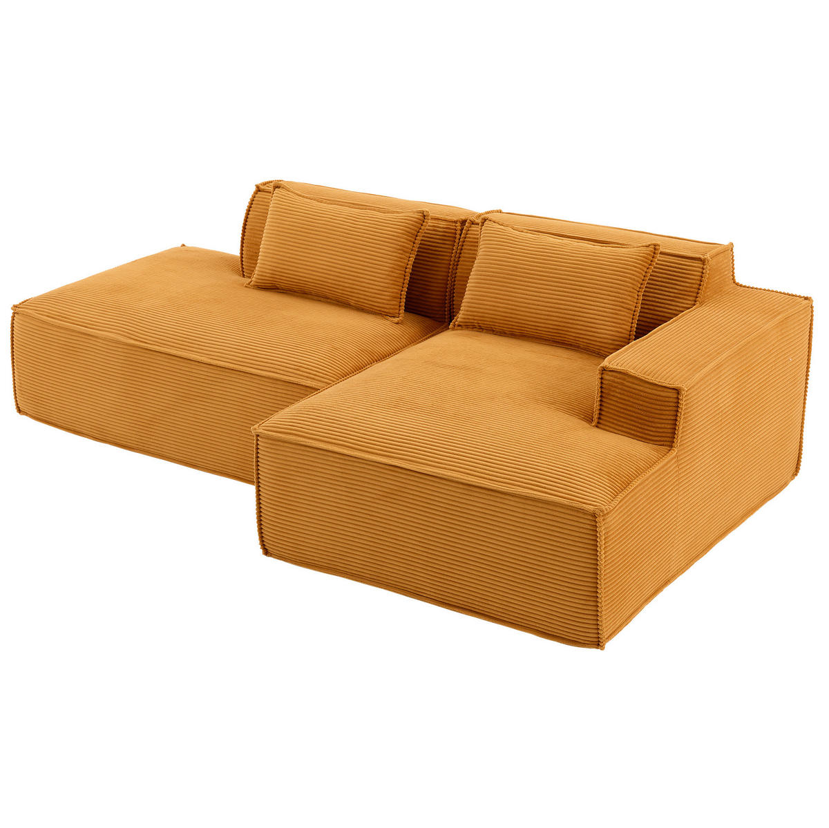 SOFA 235 cm Polyester Mustard Yellow mit 2 Kissen - Gelb, Textil (129/235cm) - Meubliv