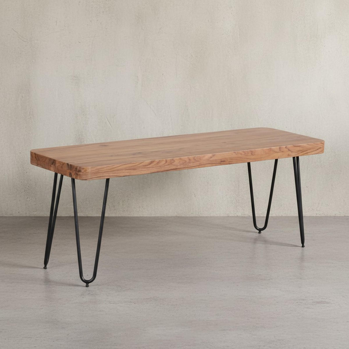SITZBANK BALU Massivholz Metallbeine Landhausstil, Beige 120x40x45 cm - Beige/Schwarz, Holz/Metall (120/45/40cm) - KADIMA DESIGN