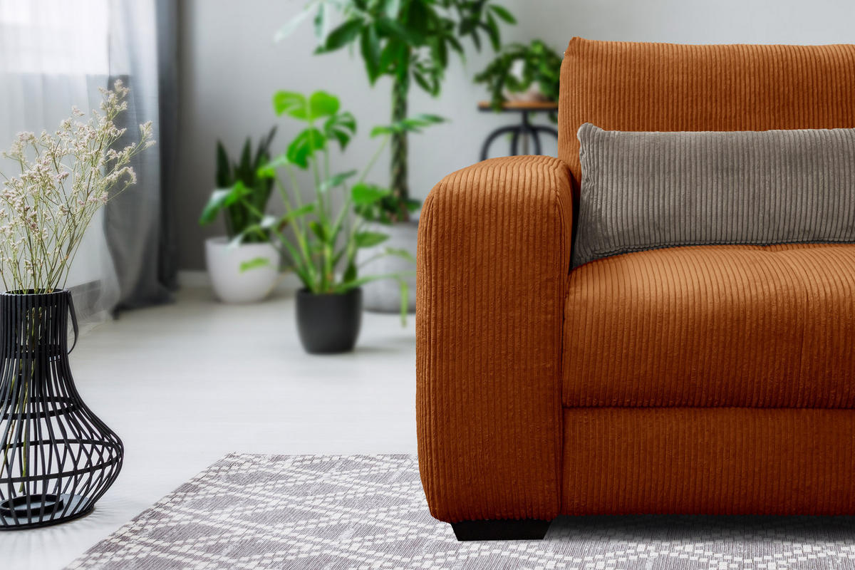 SESSEL OLI in Cordstoff orange - Orange, Holz/Textil (130/91/108cm) - Courtois Laville