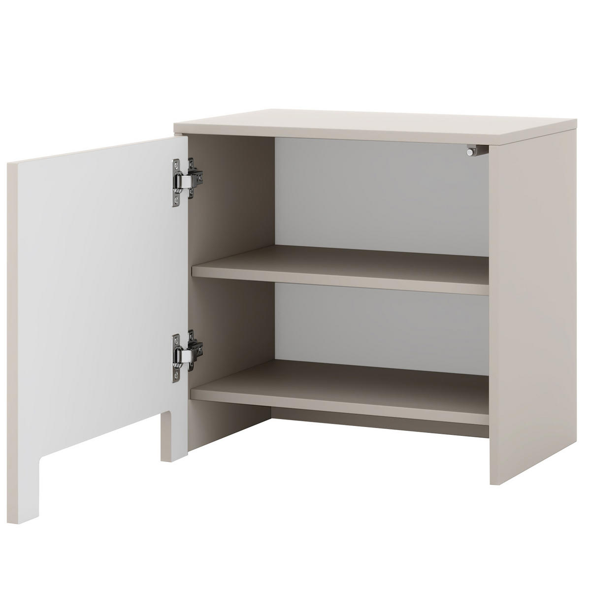 NACHTTISCH Amaro mit 1 Tür, gefrästen Bogenfronten, Push-to-Open, Kaschmir - Kaschmir, Holzwerkstoff (53/51/35cm) - Beautysofa