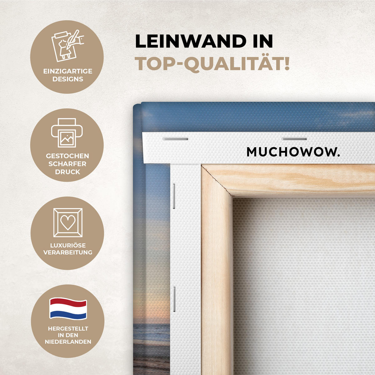 LEINWANDBILD Strand - Meer - Düne - Sonnenuntergang - Landschaft Room Decor 30x40 cm - Beige, Textil (30/40cm) - MuchoWow