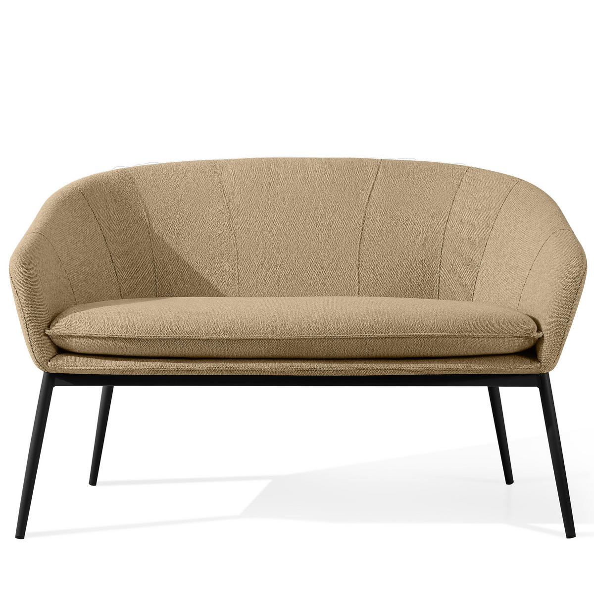 GARTENMÖBELSET SOLIS Gartenlounge-Set, warm beige/schwarz - Beige, Textil/Metall - KONSIMO®