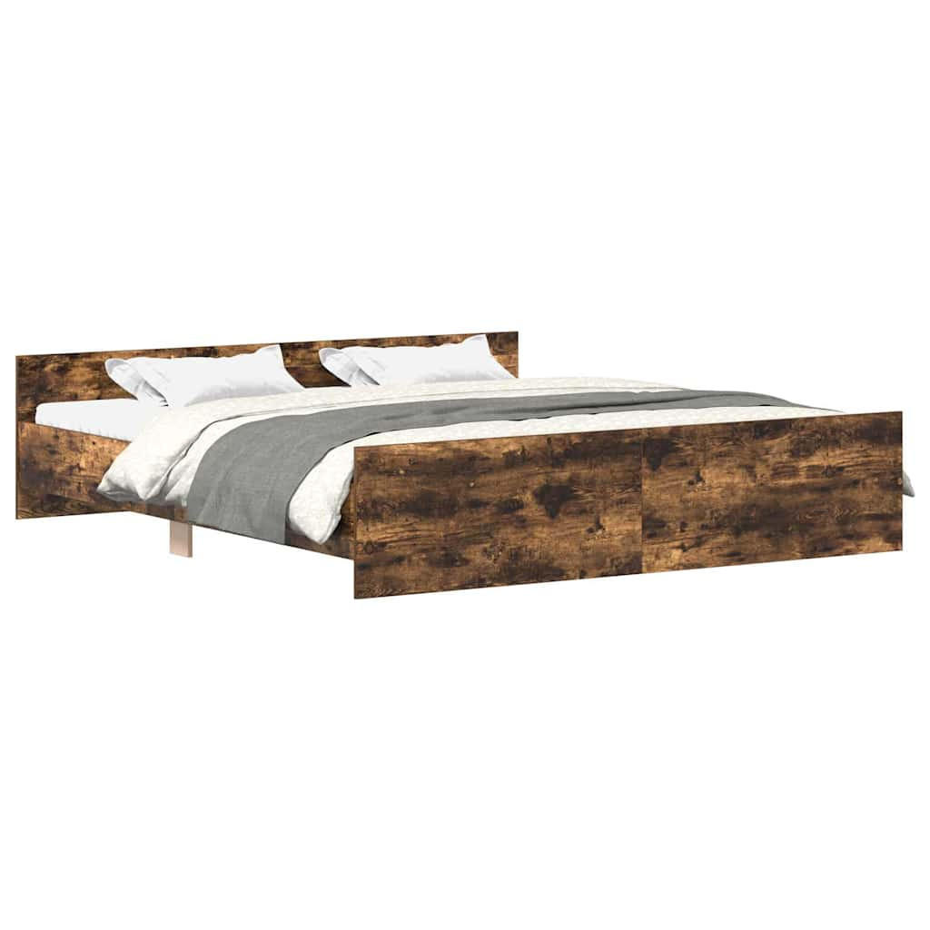 BETTGESTELL Mit Kopf- Und Fussteil Räuchereiche 200/200 Cm - Braun, Holzwerkstoff (200/200cm) - vidaXL
