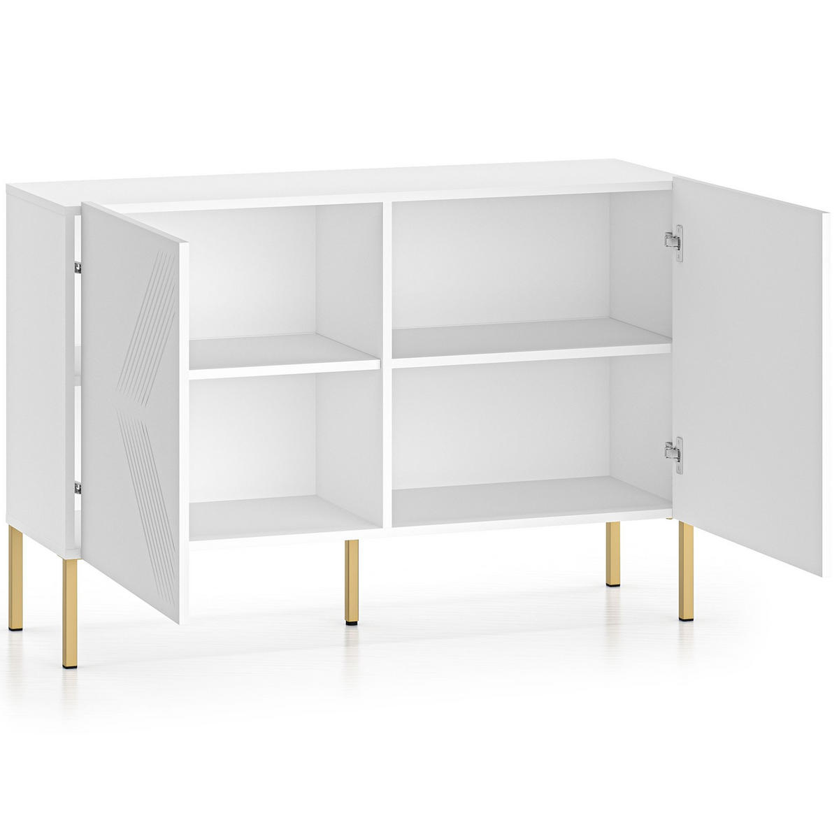 KOMMODE NEBRO,Weiß - Weiß, Holzwerkstoff (114/77/37cm) - KONSIMO®
