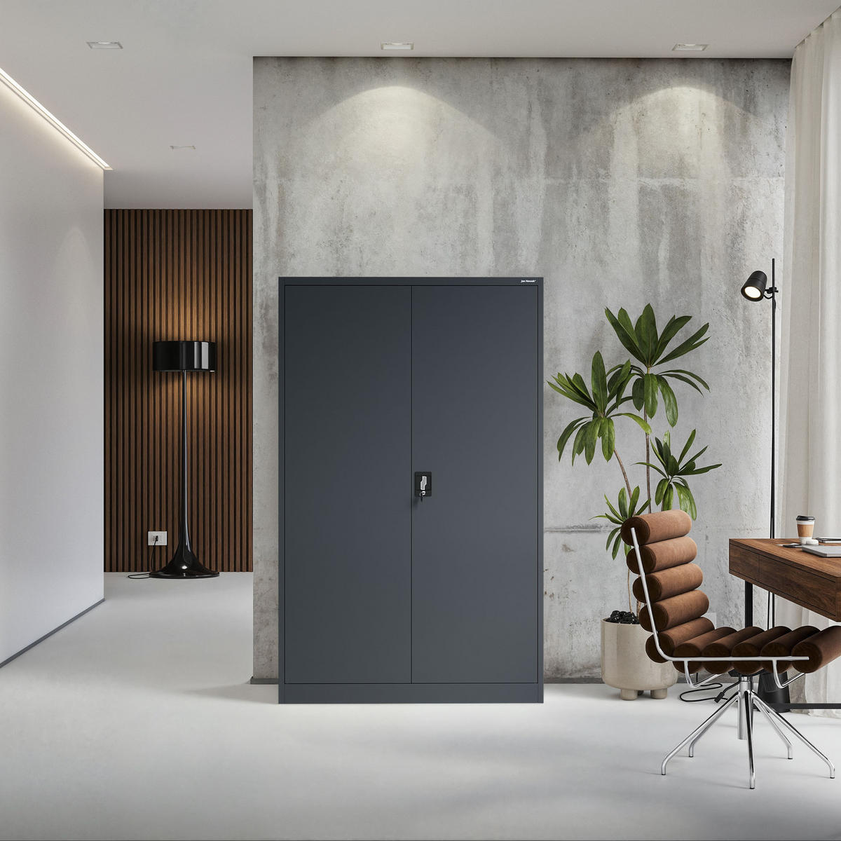 AKTENSCHRANK JAN II - Anthrazit, Metall (115/185/40cm) - Jan Nowak