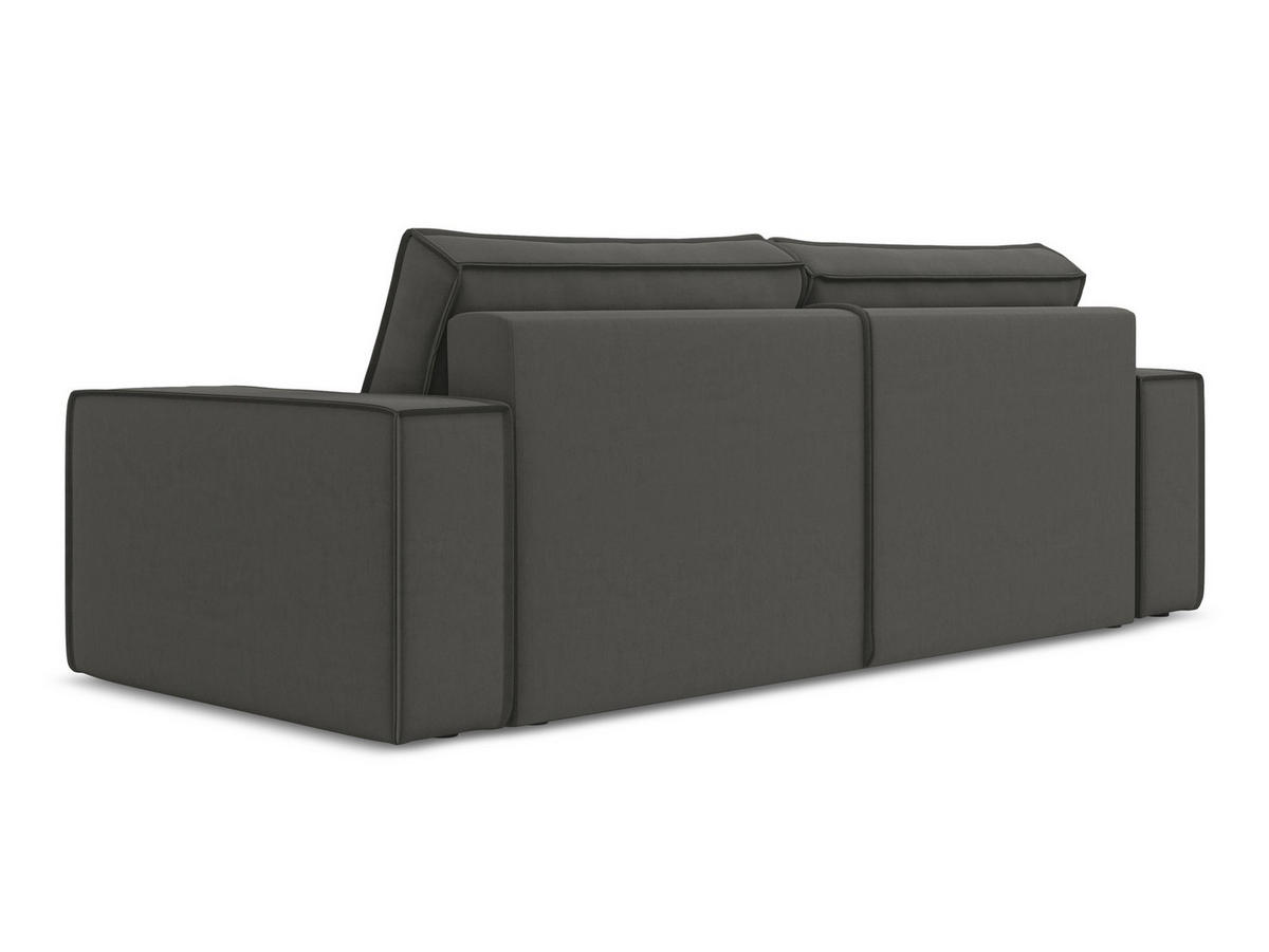 3-SITZER SOFA mit Schlaffunktion Samt Stoff Grau - Dunkelgrau/Schwarz, Kunststoff/Textil (255/85/105cm) - Makamii