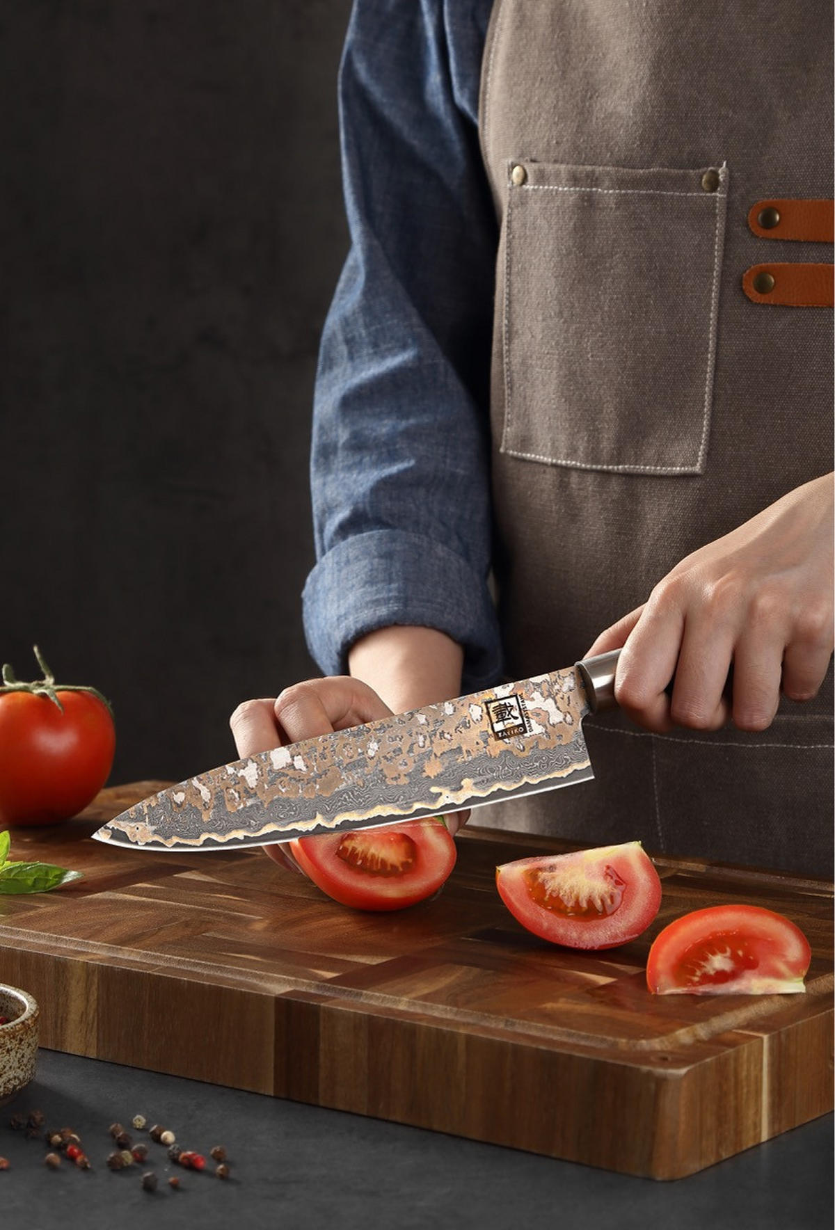 CHEFMESSER MysticMagma - Edelstahlfarben/Ahornfarben, Holz/Metall (33cm) - Zayiko