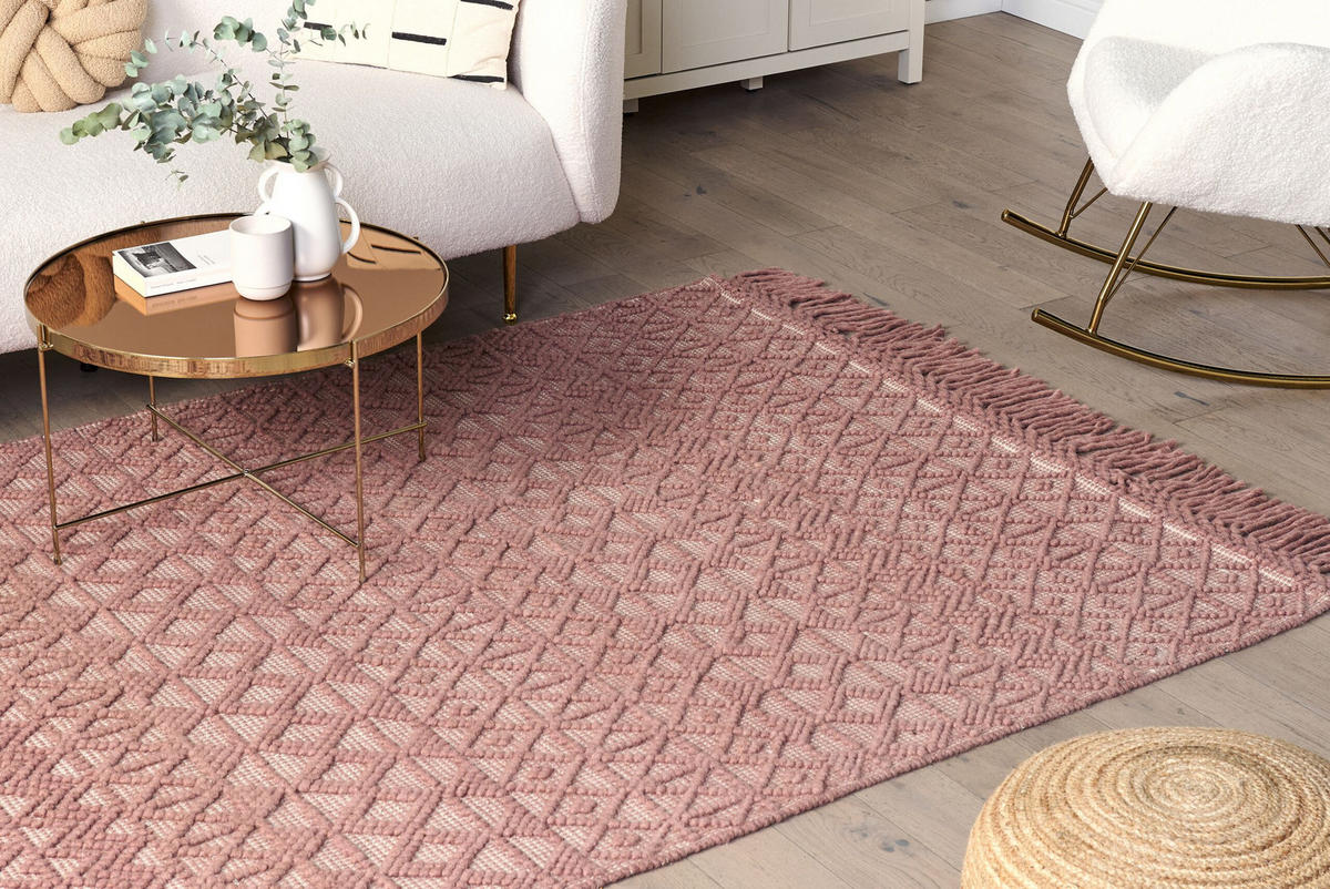 KURZFLOR-TEPPICH Alucra 230/160 cm - Pink, Textil (160/230cm) - Beliani