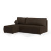 ECKSOFA PARVELO Braun Plüsch-Stoff mit Schlaffunktion - Braun, Holz (200/143cm) - MASSENO