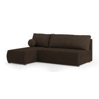 ECKSOFA PARVELO Braun Plüsch-Stoff mit Schlaffunktion - Braun, Holz (200/143cm) - MASSENO
