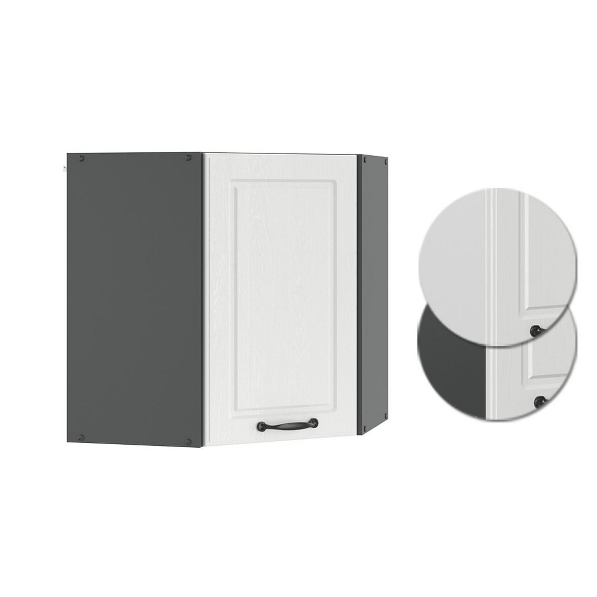 ECKHÄNGESCHRANK R-Line Weiß Landhaus 57 cm - Anthrazit/Weiß, Holzwerkstoff (57/60/34.1cm) - Vicco