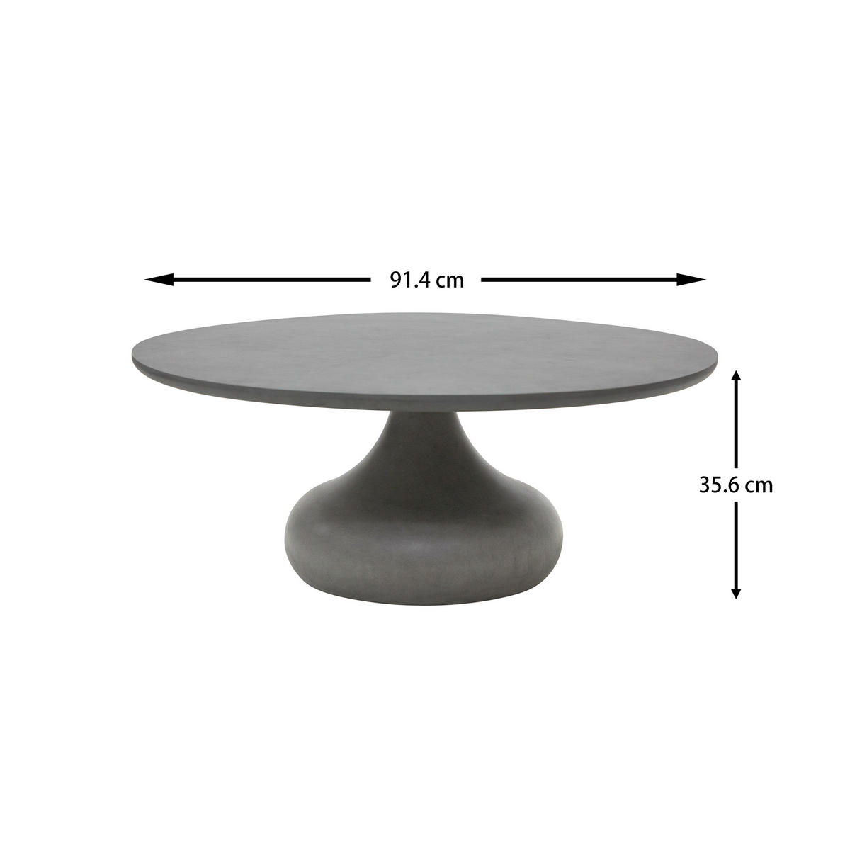 COUCHTISCH CORDOBA 91/91/36 cm Beton, Grau rund - Grau, Naturmaterialien (91/91/36cm) - Elementi