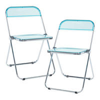 KLAPPSTUHL-SET Pornainen 2 TLG. - Hellblau, Kunststoff/Metall (46/74/47cm) - [en.casa]