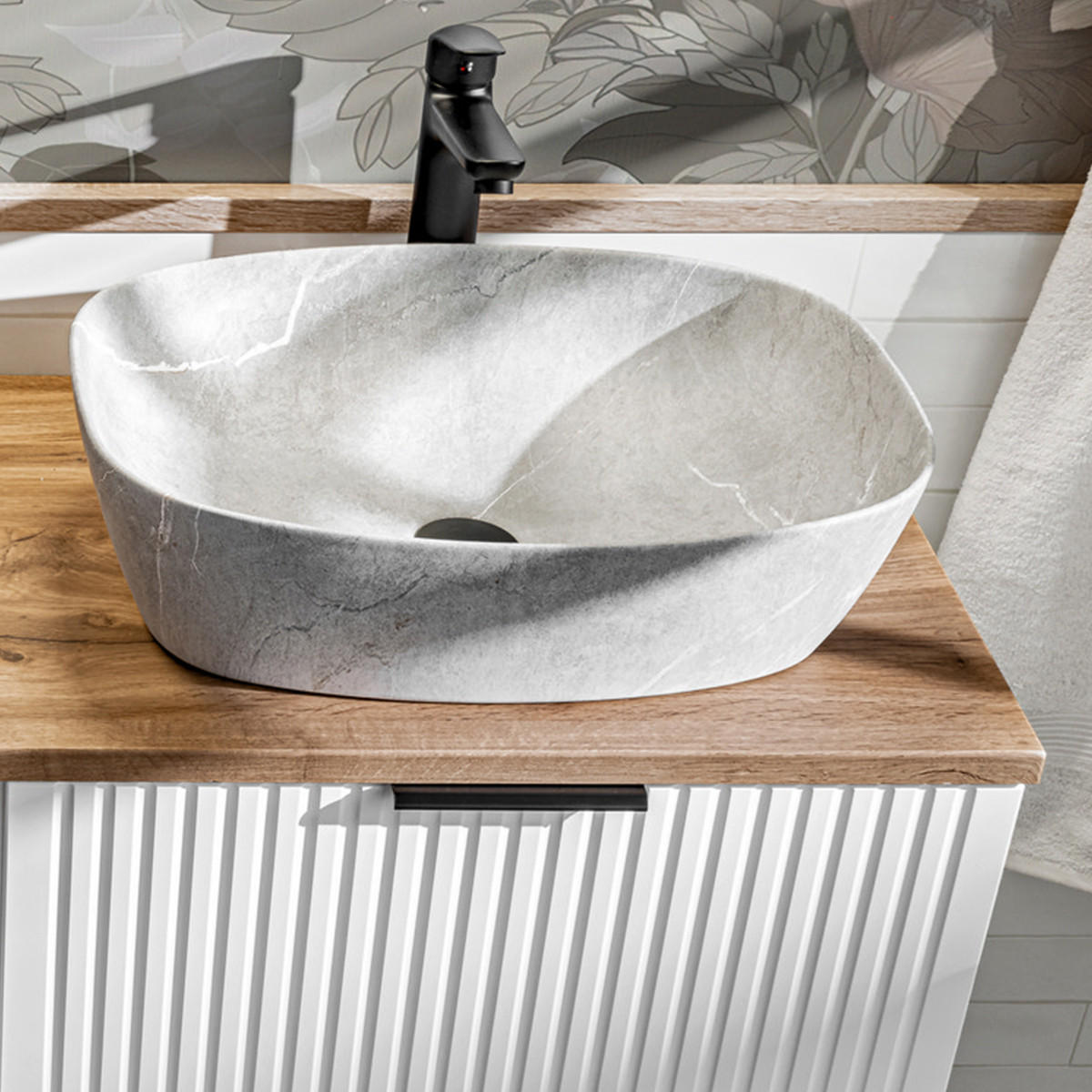 BADMÖBEL Adriel 2er-Set Weiß - Weiß, Holzwerkstoff (120.8/59/46cm) - Petits-meubles