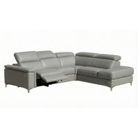 ECKSOFA Avenger Echtleder mit 1 x Relaxfunktion Perlgrau - Hellgrau, Leder/Metall (271/81/224cm)