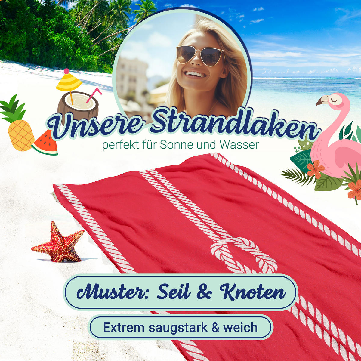 STRANDTUCH, 100x200 cm, 100% Baumwolle, Rot - Rot, Textil (100/200cm) - Zollner