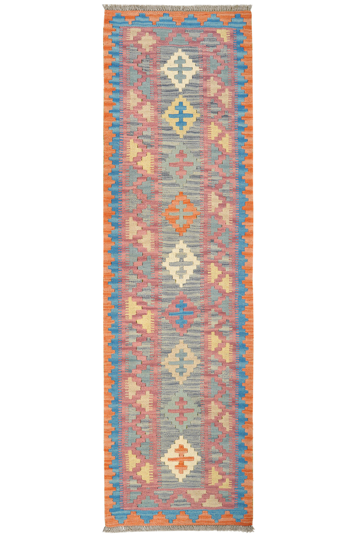 HANDWEBTEPPICH Kelim Gashgai Grau 220/63 cm Schurwolle - Grau, Textil (63/220cm) - Looma
