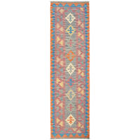 HANDWEBTEPPICH Kelim Gashgai Grau 220/63 cm Schurwolle - Grau, Textil (63/220cm) - Looma