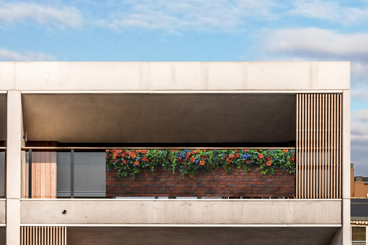 BALKON-SICHTSCHUTZ Blumen - Wand - Grün - Orange - Rotbraun, Kunststoff (300/85cm) - MuchoWow