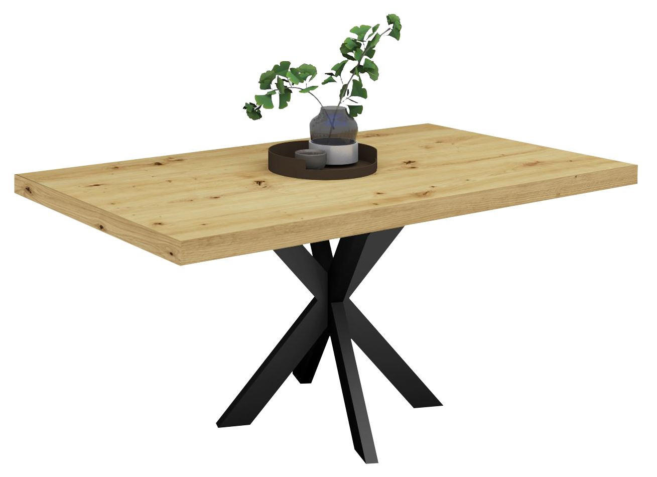 ESSTISCH Elgin 1 210x80x100 Metall+Holzwerkstoff Schwarz/Asteiche - Schwarz/Eiche Artisan, Holzwerkstoff (210/100/80cm) - 58aufmkessel