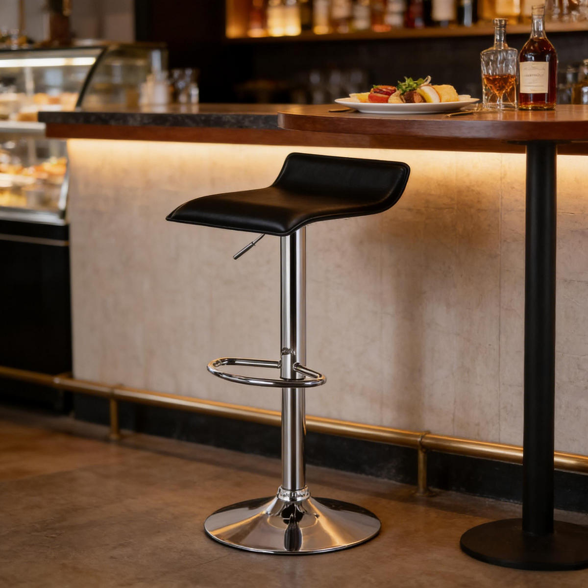 BARHOCKER DE-36094 Höhenverstellbar drehbar mit Kunstlederbezug Schwarz - Schwarz, Metall (39/84/38.5cm) - ComfortXL