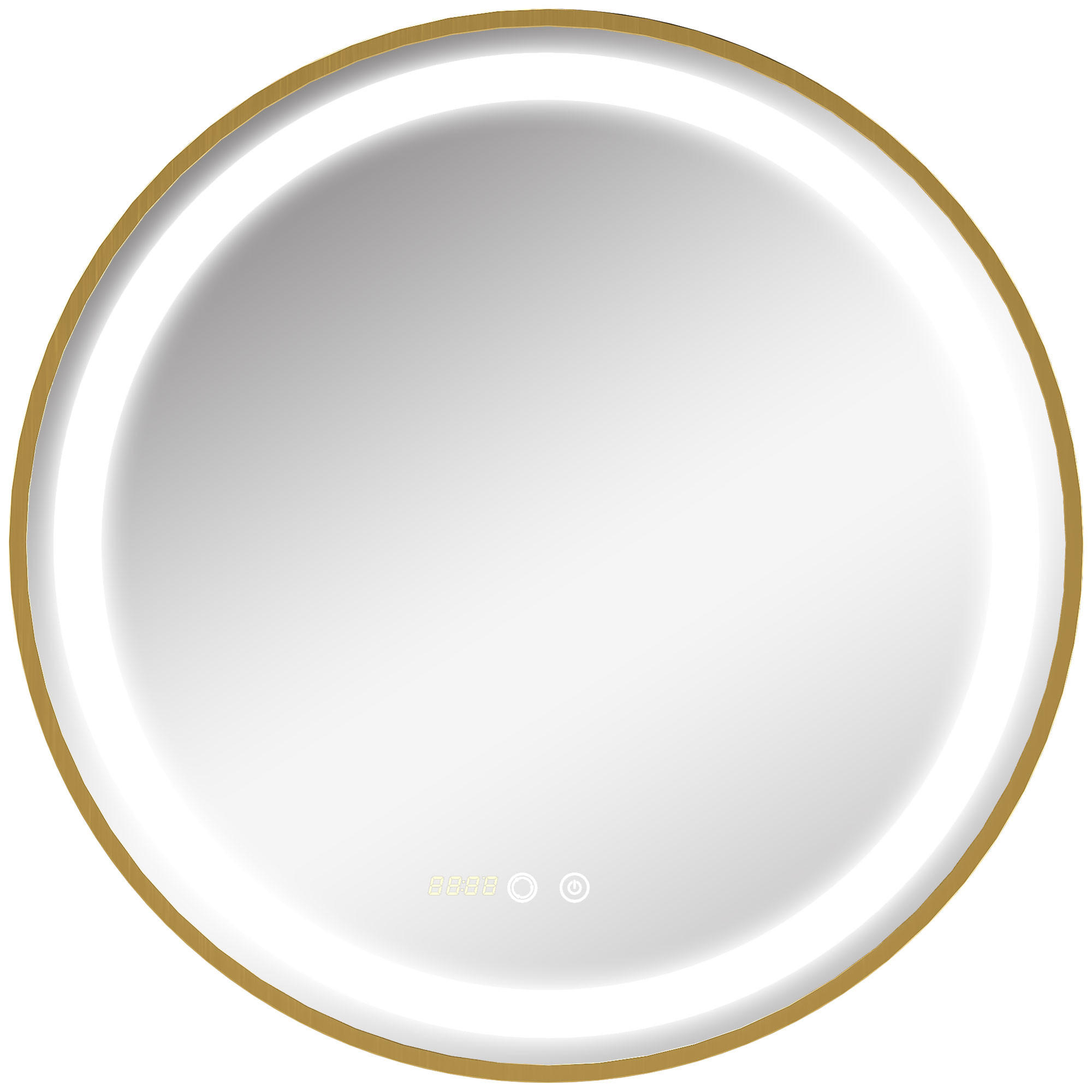 BADSPIEGEL, mit Memoryfunktion, Zeitanzeige, LED-Leuchte, IP44 - Goldfarben, Glas (4/60/60cm) - Kleankin