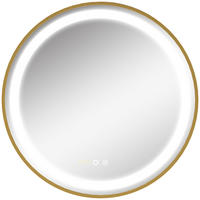BADSPIEGEL, mit Memoryfunktion, Zeitanzeige, LED-Leuchte, IP44 - Goldfarben, Glas (4/60/60cm) - Kleankin
