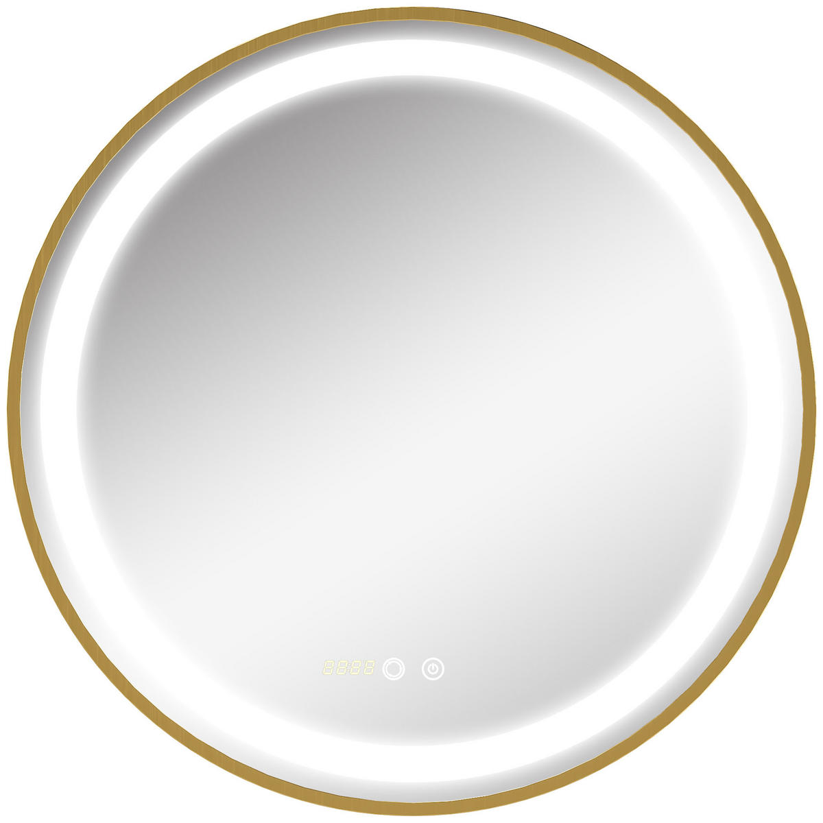 BADSPIEGEL, mit Memoryfunktion, Zeitanzeige, LED-Leuchte, IP44 - Goldfarben, Glas (4/60/60cm) - Kleankin