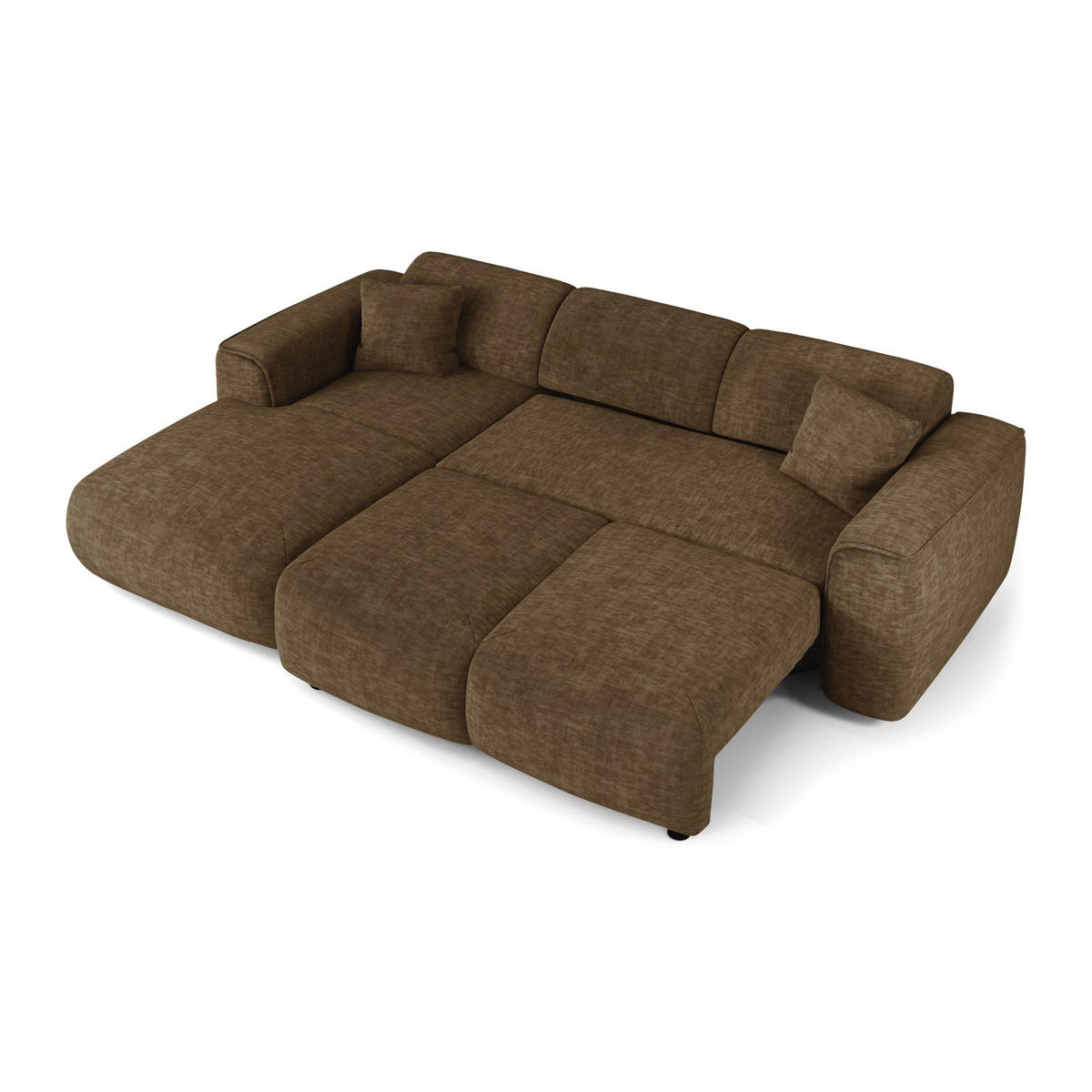 ECKSCHLAFSOFA Texturierter Samt Espresso-Braun 283cm - Braun/Cappuccino, Textil (283/180cm) - Sia Home
