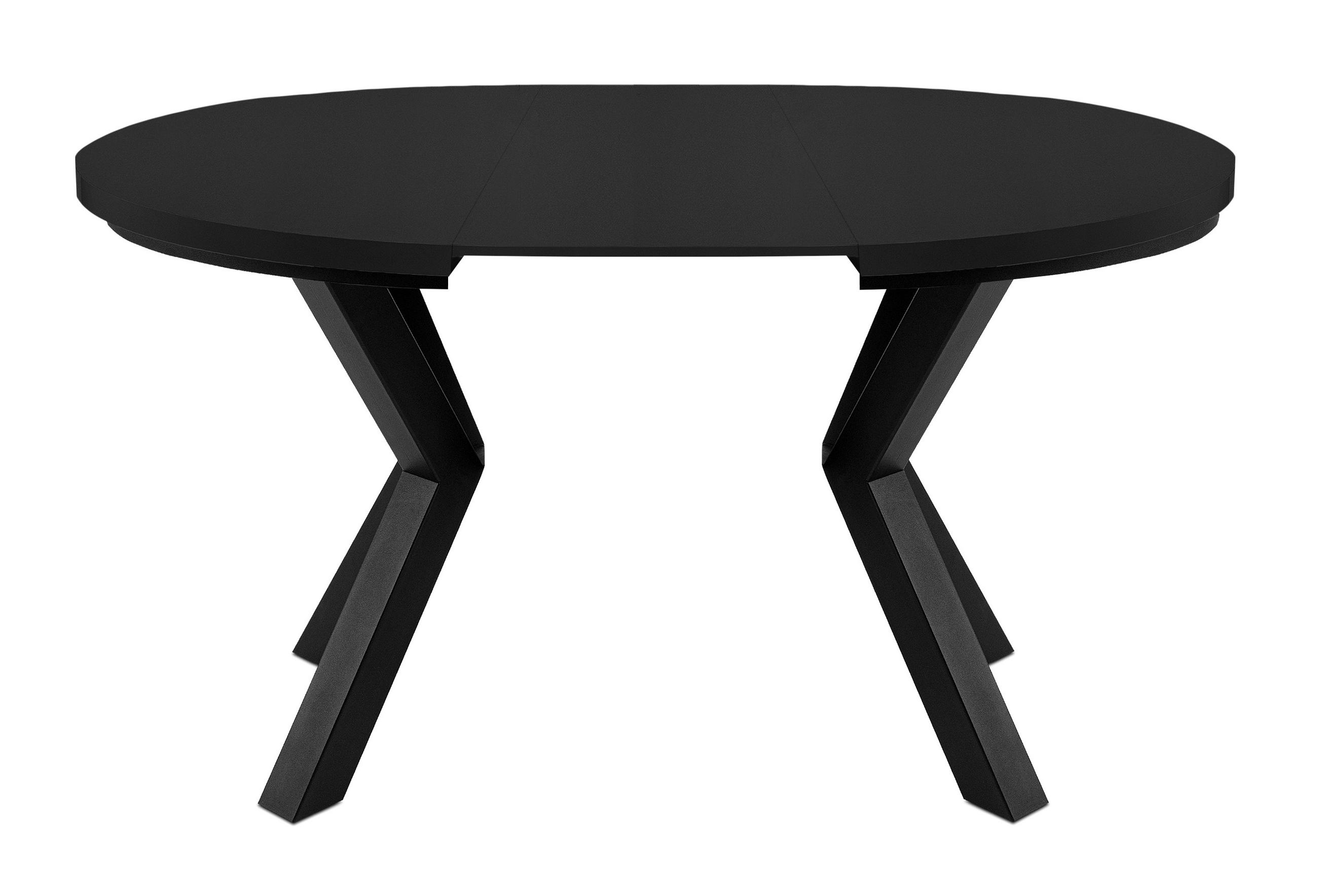 ESSTISCH ROSTEL Ausziehbar 100-140cm Rund, mattes Schwarz - Schwarz, Holz (100/140/75cm) - KONSIMO®