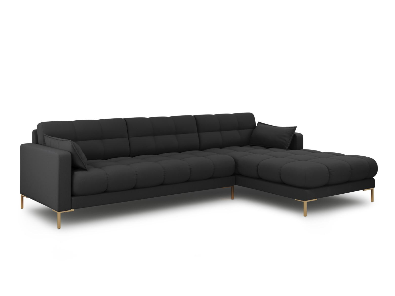 ECKSOFA rechts Mamaia aus strukturiertem Stoff dunkelgrau 5 Sitzplätze - Dunkelgrau, Textil (185/293cm) - Micadoni