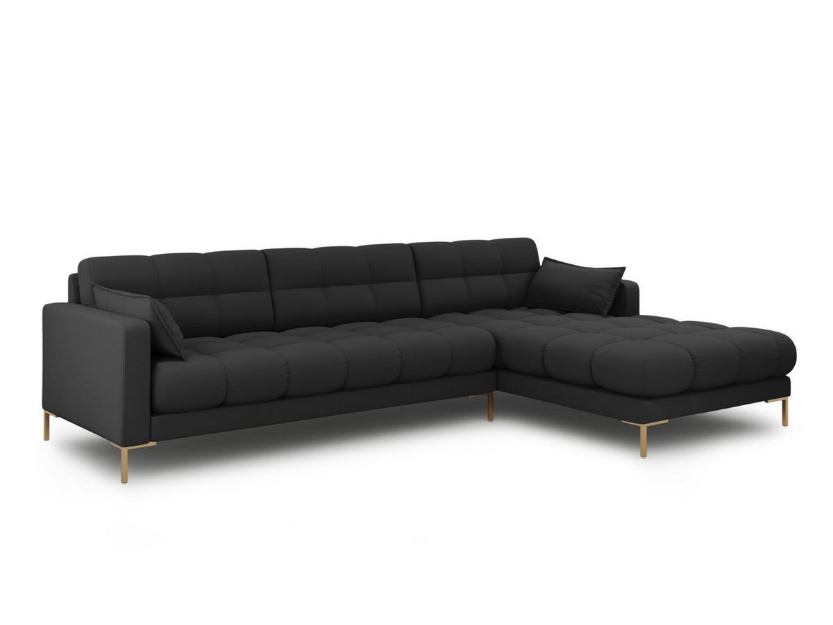 ECKSOFA rechts Mamaia aus strukturiertem Stoff dunkelgrau 5 Sitzplätze - Dunkelgrau, Textil (185/293cm) - Micadoni