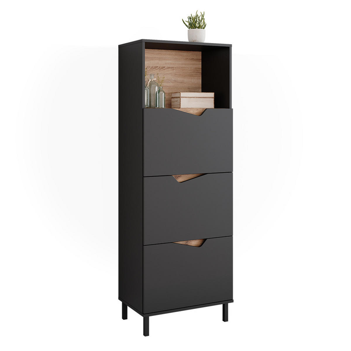 KREDENC Marelle Antracit/Artisan - antracitová, kompozitní dřevo (60/169.5/38cm) - Vicco