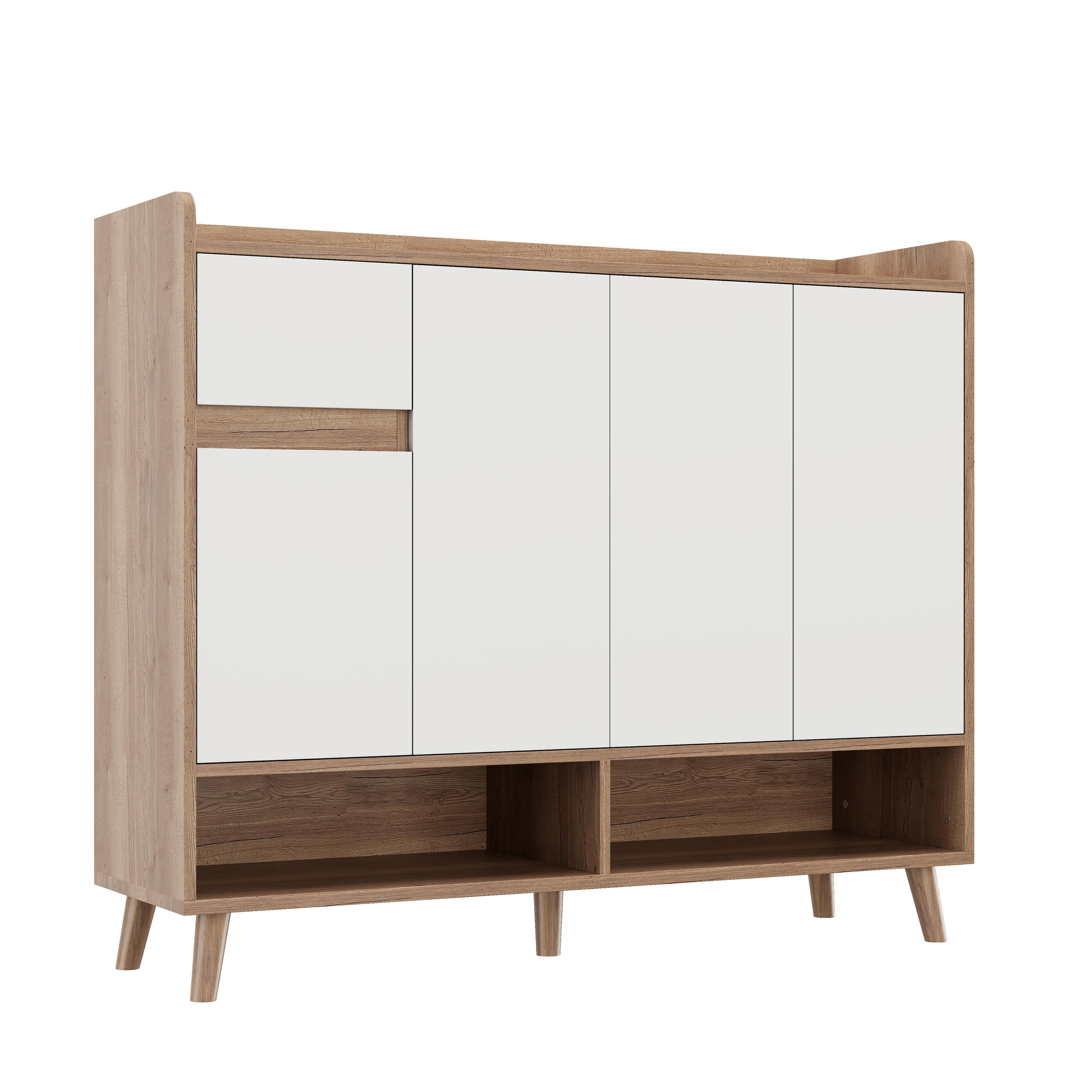 SCHUHSCHRANK DE-37889 mit 4 Türen und 1 Schublade Holzfarbe - Naturfarben, Holzwerkstoff (120/99/35cm) - ComfortXL