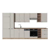 KÜCHENZEILE Fame-Line GrauBeige/Goldkraft Eiche 355 cm, AP Eiche - Honigeiche/Grau, Holzwerkstoff (355/81.6/60cm) - Vicco