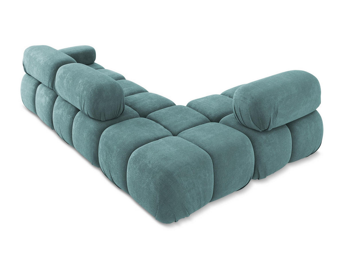 ECKSOFA Links Chenille Stoff Blau - Blau/Beige, Kunststoff/Textil (190/285cm) - Makamii