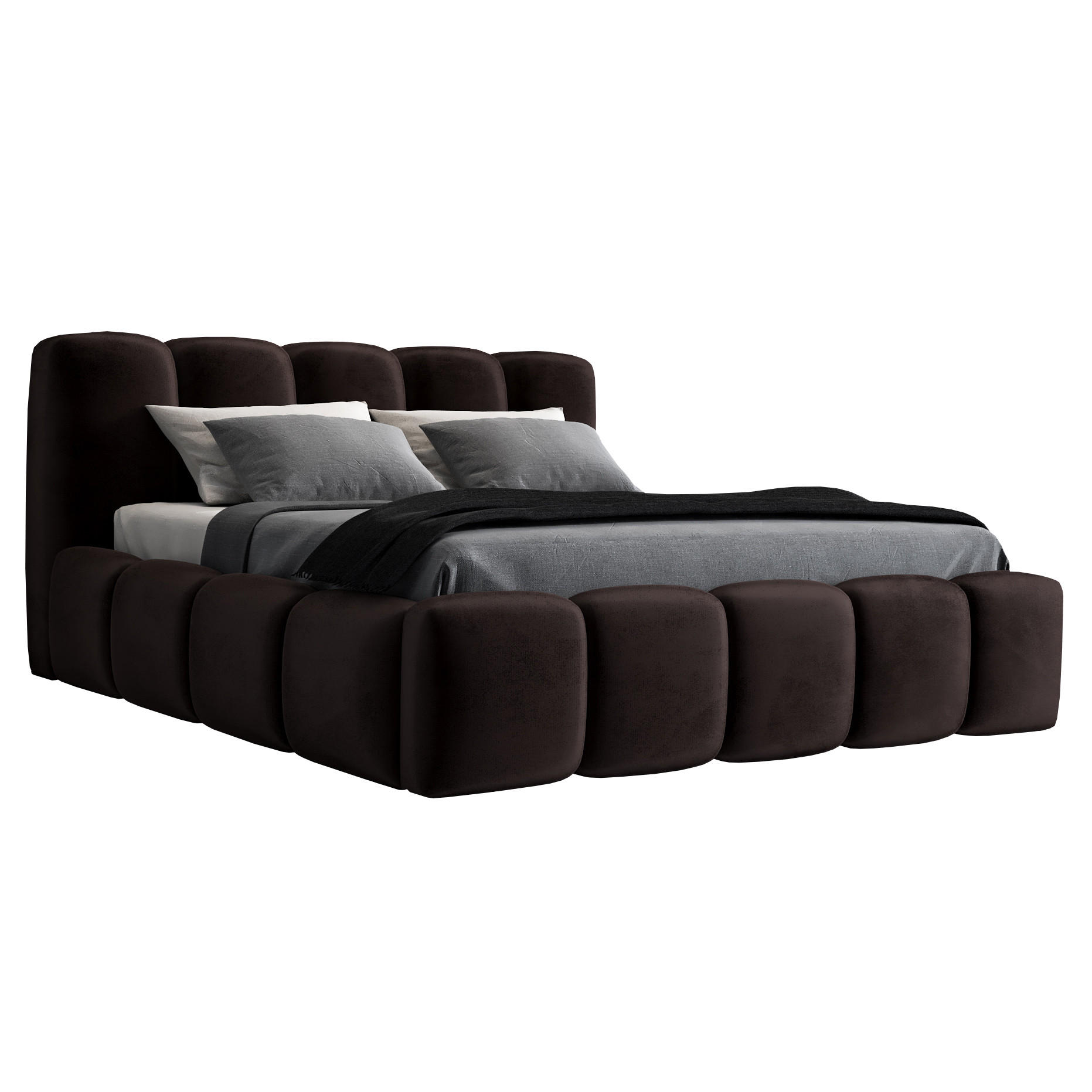 POLSTERBETT SONIC mit Matratze H2 160x200 Dunkelbraun - Dunkelbraun, Textil (160/200cm) - A&J MöbelLand