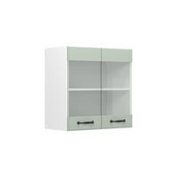 KUCHYNSKÁ SKLENENÁ SKRINKA R-Line, Mint vidiecky dom/biely, 60 cm - biela/mätovozelená, kompozitné drevo (60/60/31cm) - Vicco