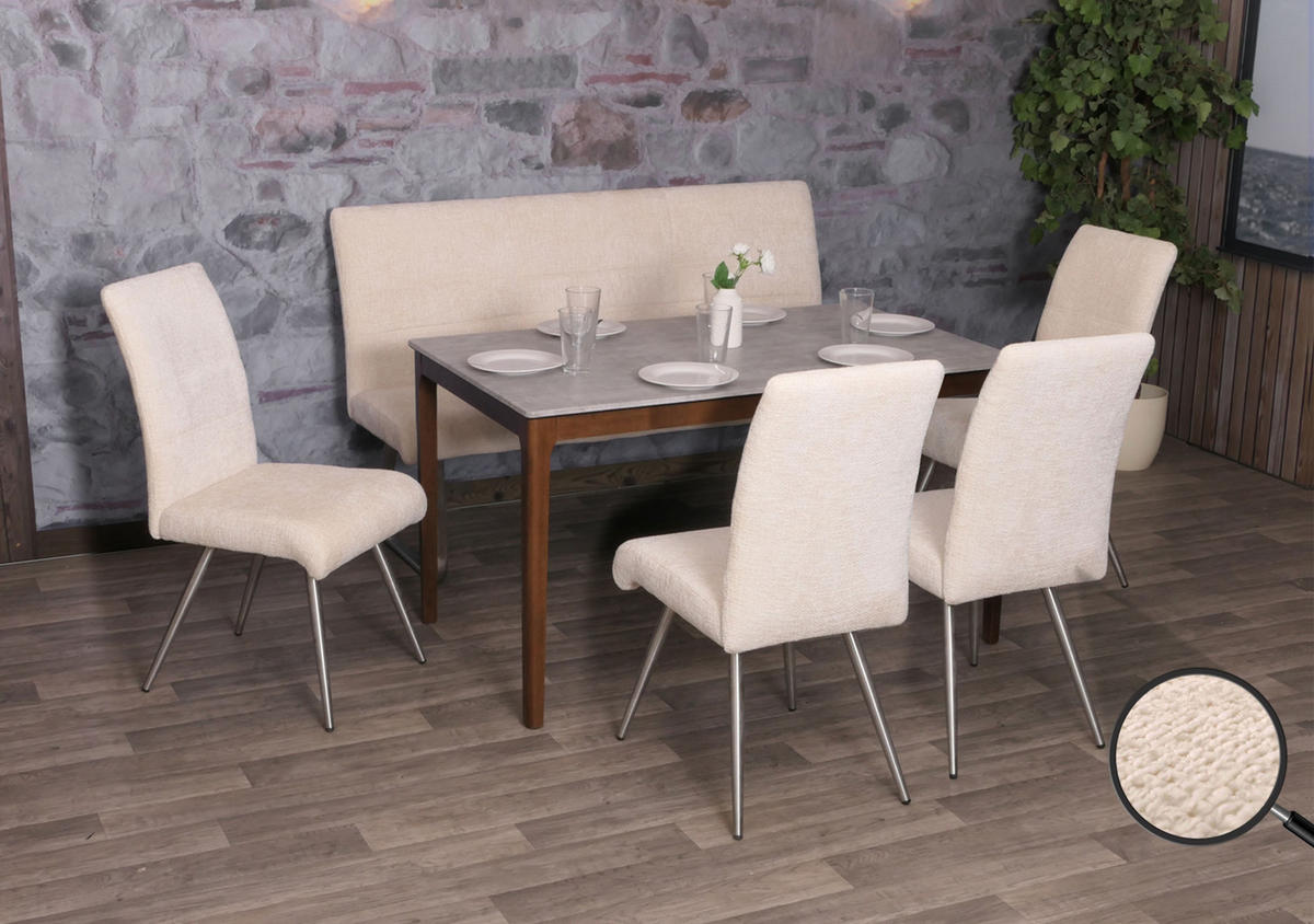ESSZIMMER-SET Beige 5er-Set - Beige, Textil (160/100/65cm) - MCW